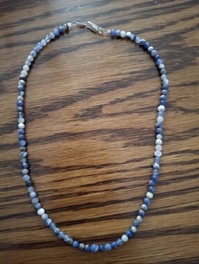 Necklace Blue Sodalite Natural Stones Sterling Silver 16"